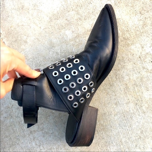 ALL SAINTS Bk Leather Yannis Open Back Ankle Boots Whimsygoth pirate women’s 5 - Picture 5 of 9